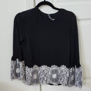 Elegant Black Lace Trim Top